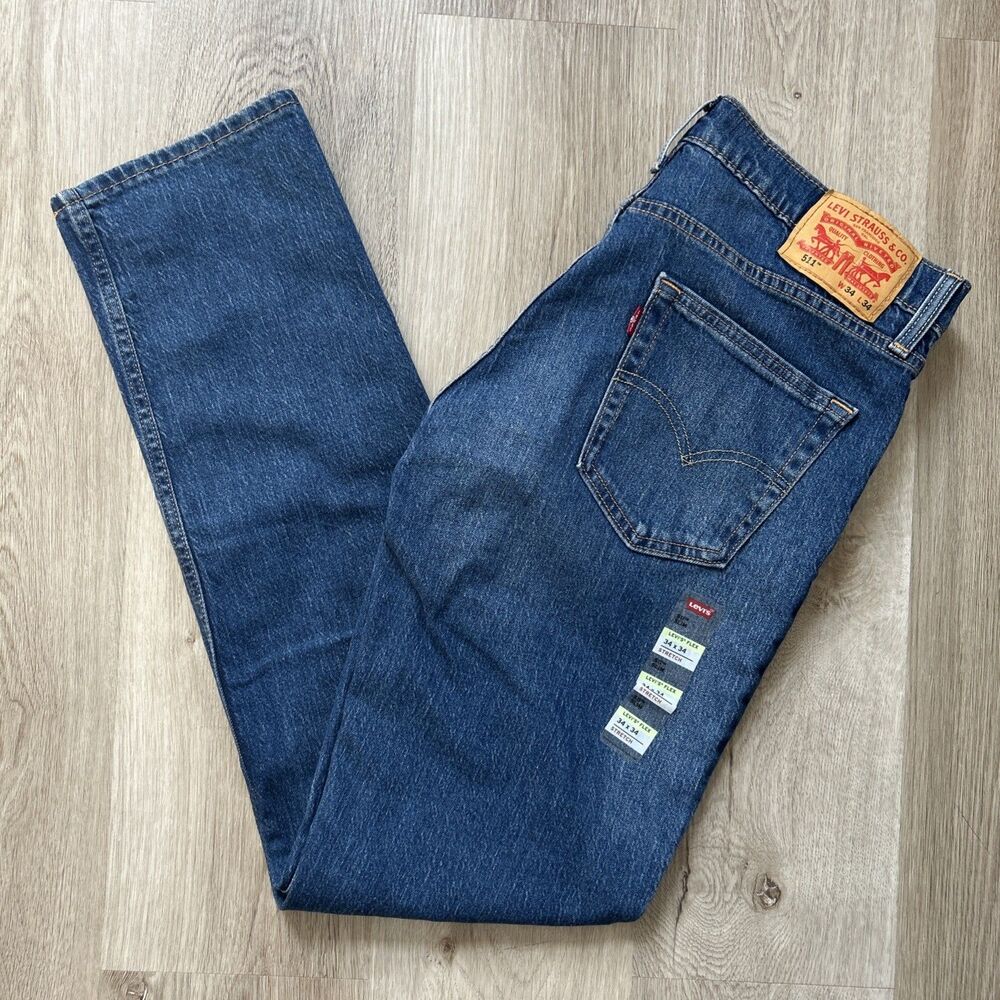 Levi's 511 Mens 34x34 (34x32) Slim Medium Wash Jeans Low Rise Stretch Flex Pants
